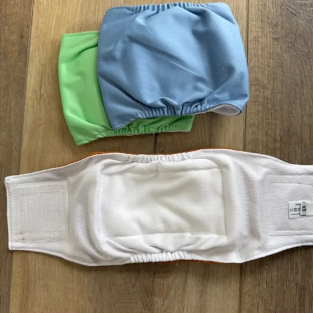 NEW 3 Dog Velcro Belly Bands for Male Dogs Reusable Dog Diapers Size XS